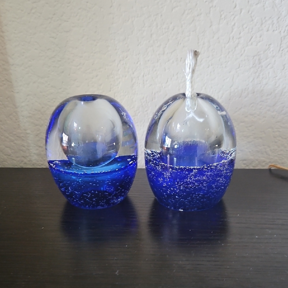 Vintage Blue Glass Votive